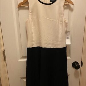 Lauren by Ralph Lauren Elegant Black and Off-white Sleeveless NWT Dress Sz 2P
